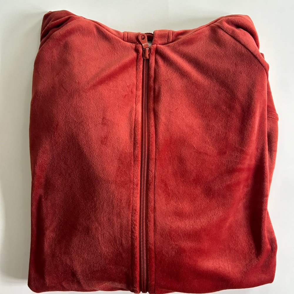 Aerie Offline Orange Velvet Zip-Up Hoodie